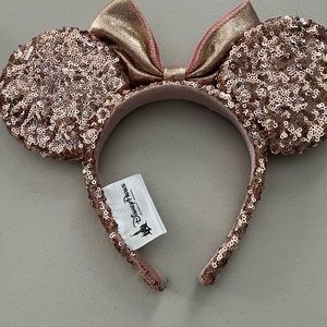 Disney Rose Gold Minnie Mouse Bow Sequin Ears